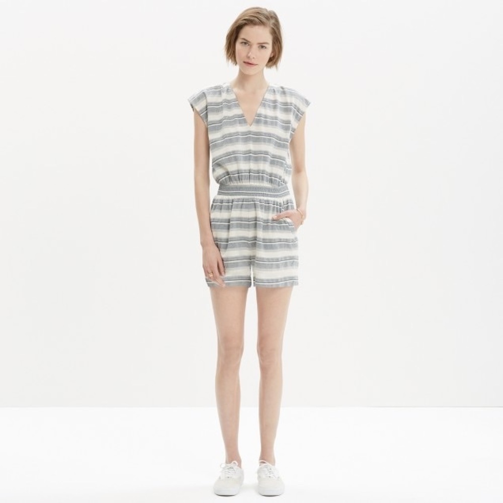 Madewell Blue and White Striped Romper